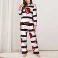 thumbnail image 2 of Honeii Ladybugs on Black and White Striped1 print Women's Pajama Sets Long Sleeve Button Down Sleepwear Nightwear Soft Pjs Lounge Sets-X-Large, 2 of 7