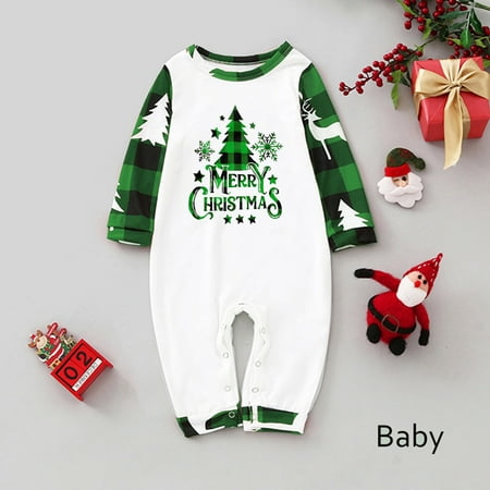 

TMOYZQ Matching Christmas Pajamas for Family Parent-child Xmas Tree Printed Round Neck Long Sleeve Jumpsuit Soft Loungewear Set One Piece Romper Sleepwear Outfits