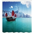 thumbnail image 3 of Ambesonne East Shower Curtain, Hong Kong Harbour Boat, 69"Wx75"L, Blue Aqua Red, 3 of 3