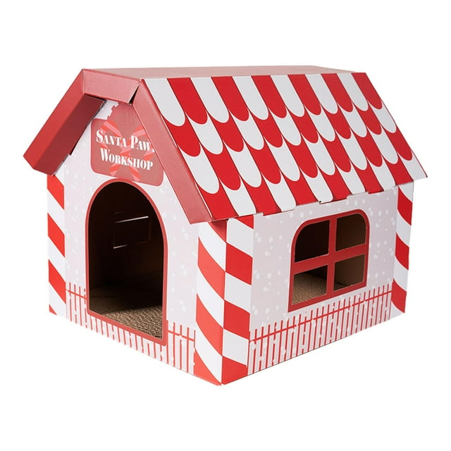 Cat Scratcher House Scratching Pad Cardboard Cat House for Bunny Kitten Cat Gift Box