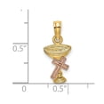 thumbnail image 2 of 14k Gold 8mm Communion Cup With Rose Religious Faith Cross Two-color Pendant Necklace for Women, 2 of 2