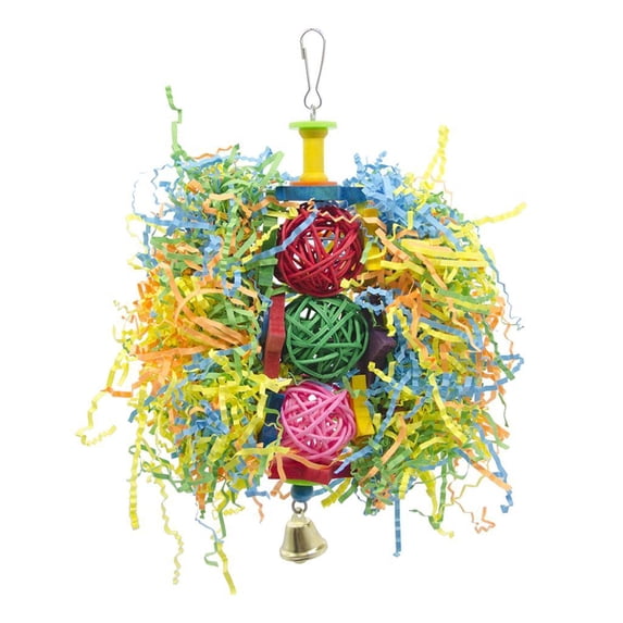 Parrot Chew Toy for Bird Macaw African Greys Cockatoo Budgies Cockatiel Lovebirds Cage, + Rattan Ball, S/M Optional M