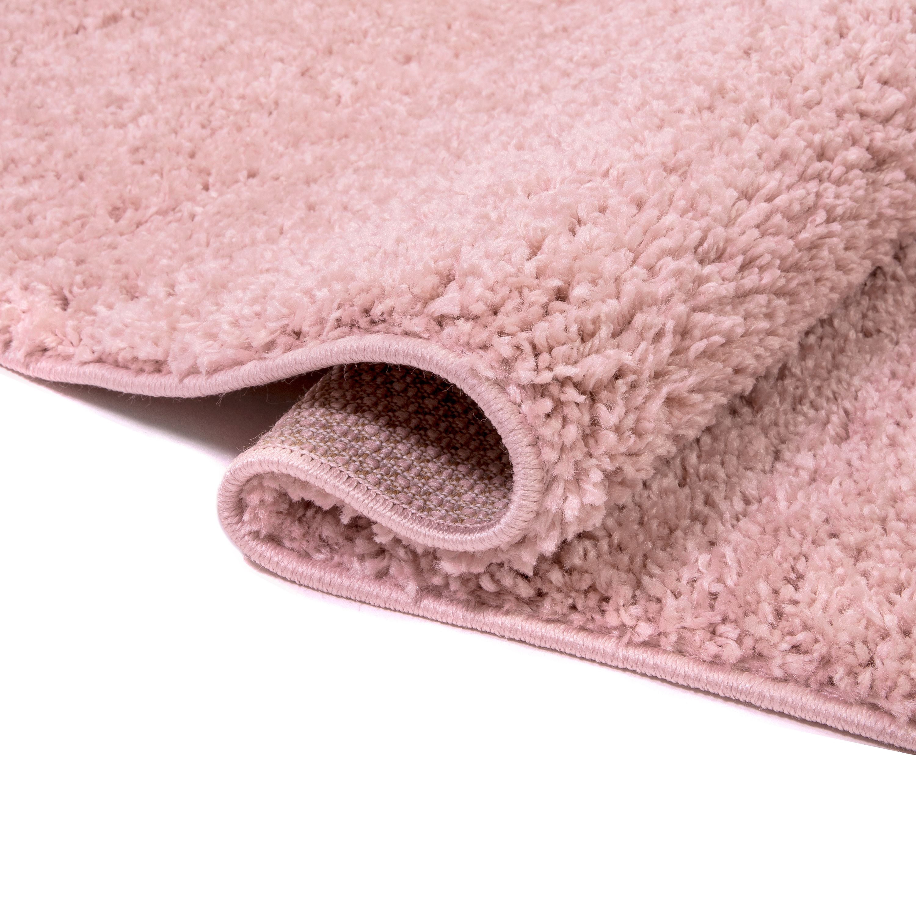 Well Woven Madison Shag Piper Pink Ethnic Modern Shag Solid Plain 3'11" x 5'3" Area Rug