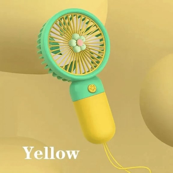 Macaron Color Mini Handheld Fan with Lanyard USB Rechargeable Electric Small Fresh Portable Fan for Students Flower Design