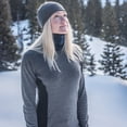 thumbnail image 3 of 100% Merino Wool - Women's Midweight Base Layer - Long Sleeve Crew - Charcoal Gray Black - Large, 3 of 4