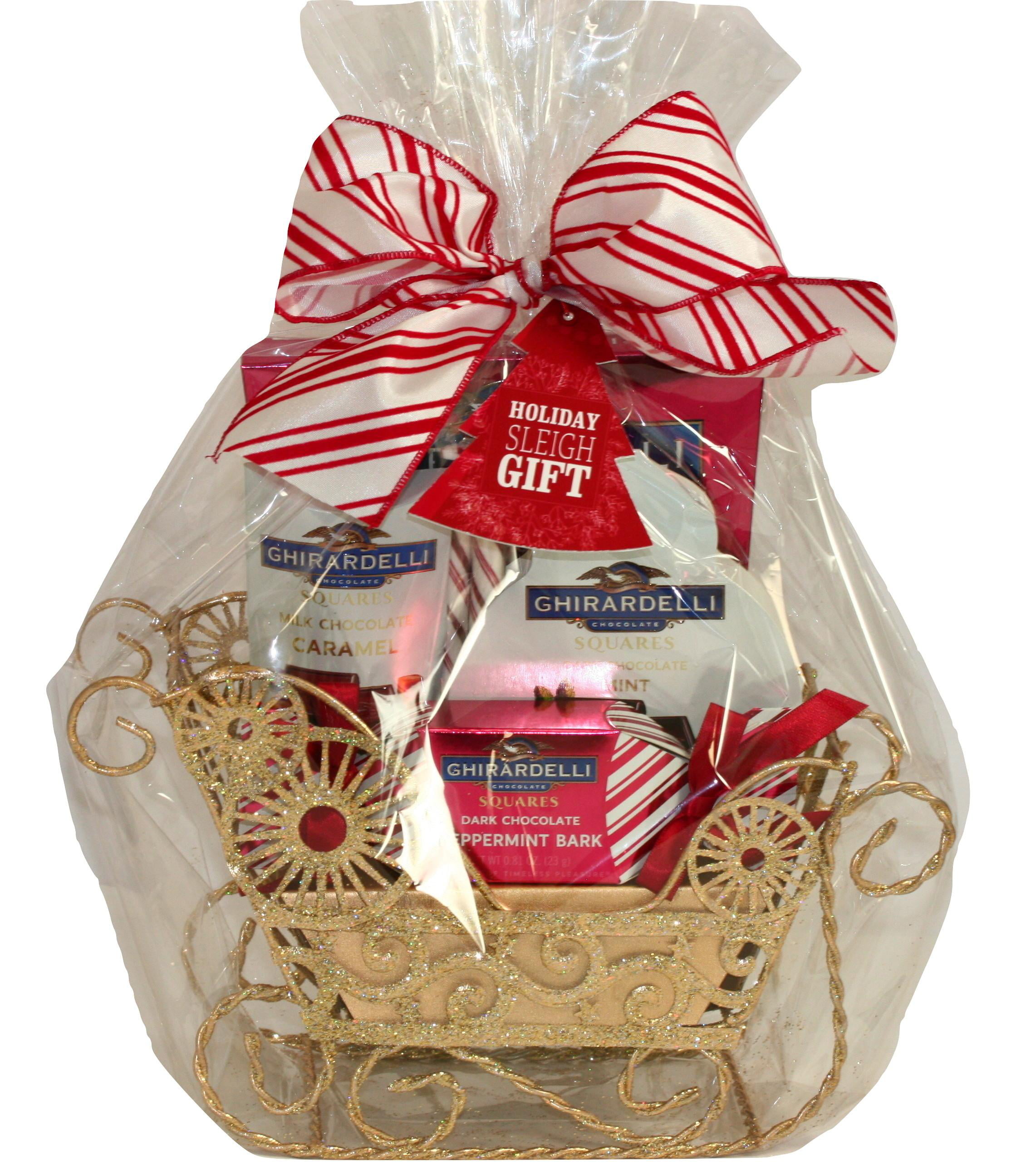 Ghirardelli Gold Glitter Sleigh Chocolate Gift Basket