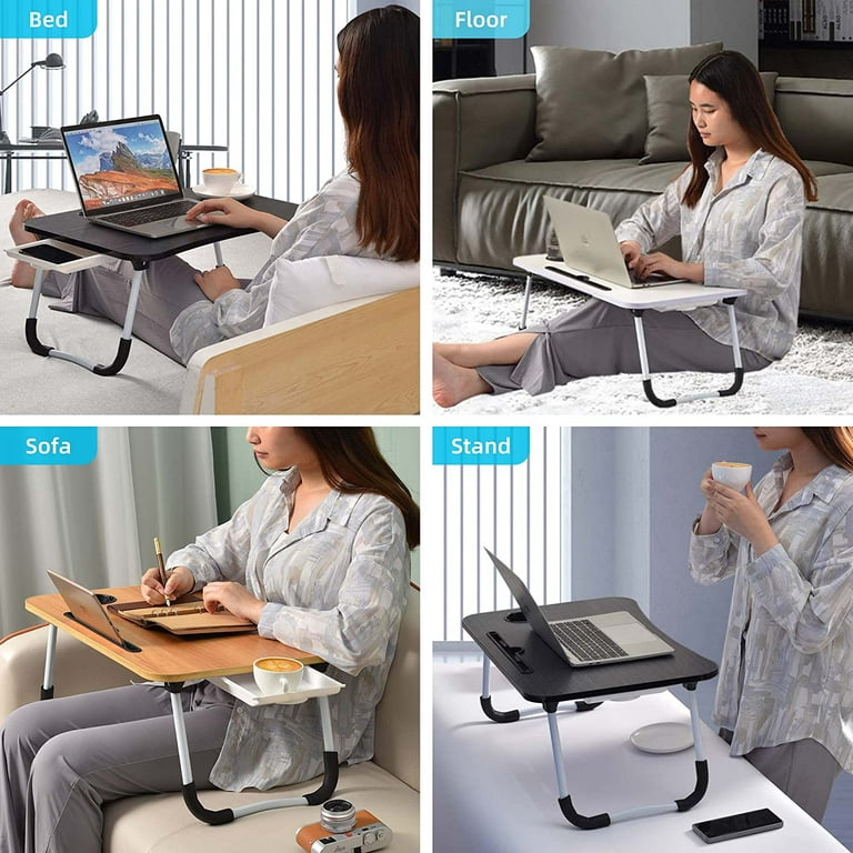 Laptop Bed Desk Table Tray Stand with Cup Holder/Drawer for Bed