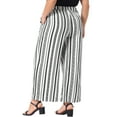 thumbnail image 4 of DARING DIVA Women's Plus Stripe Boho Wide Leg Paper Bag Pants 3X White Black, 4 of 6