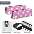 thumbnail image 4 of Rateoe Purple And White Polka Dot Print Leather Pencil Case with Smooth Zipper, Compact Storage for Writing Tools & Art Supplies, 8.26" x 1.96" x 2.16", 4 of 7