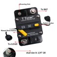 thumbnail image 2 of T Tocas Disjoncteurs de Surface 30 Ampères avec Réinitialisation Manuelle pour Auto Bateau Marine, 12V - 48V DC, Étanche, 2 of 5