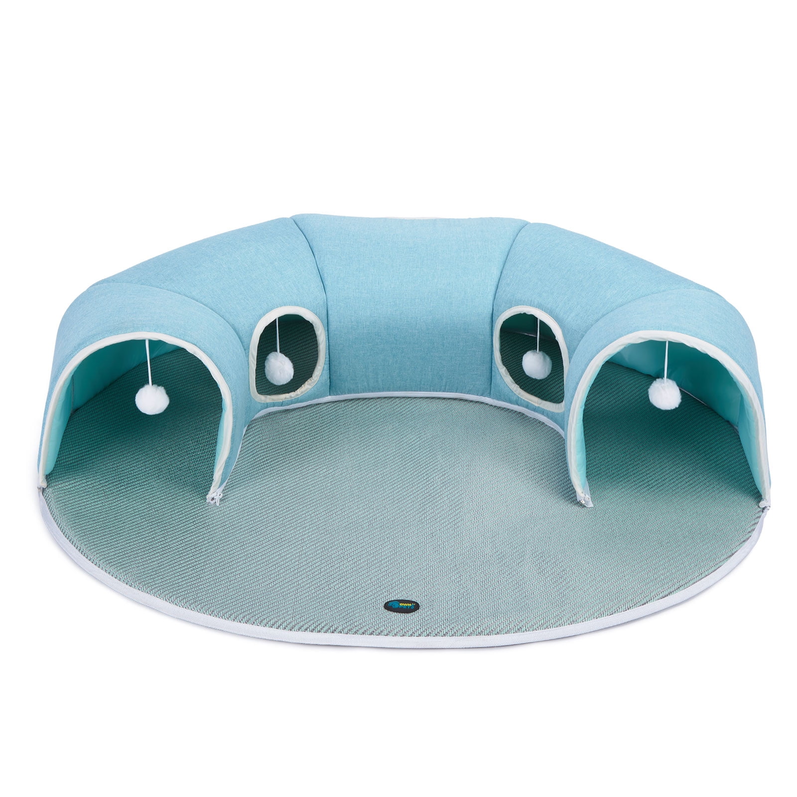 Ownpets 2 in 1 Detachable Cat Tunnel Bed Cooling Pad Cave Interactive Play Toy Rabbit Kitty