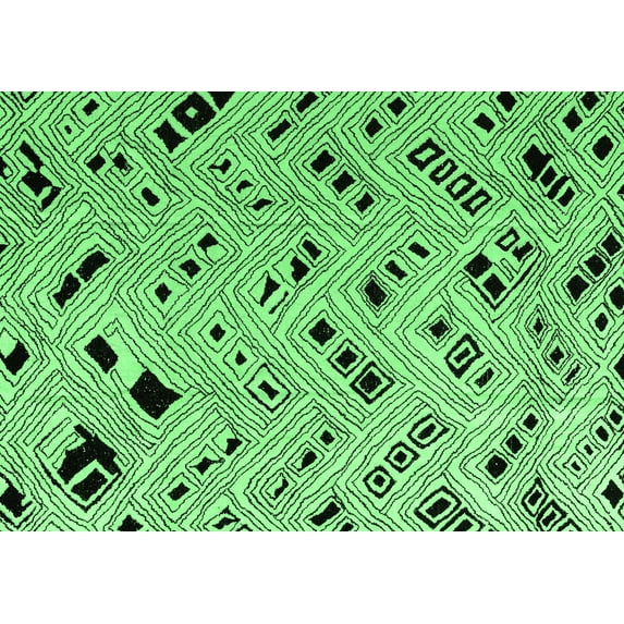 Ahgly Company Indoor Rectangle Abstract Emerald Green Modern Area Rugs, 7' x 10'