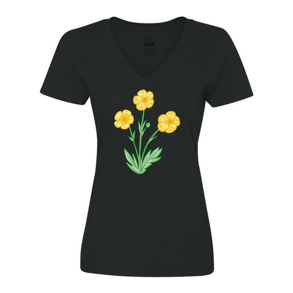Inktastic Yellow Buttercup Flowers Women's V-Neck T-Shirt