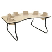 Angle View: 48in x 72in Interactive Children's Table Maple/Black with 6 Sand Seats