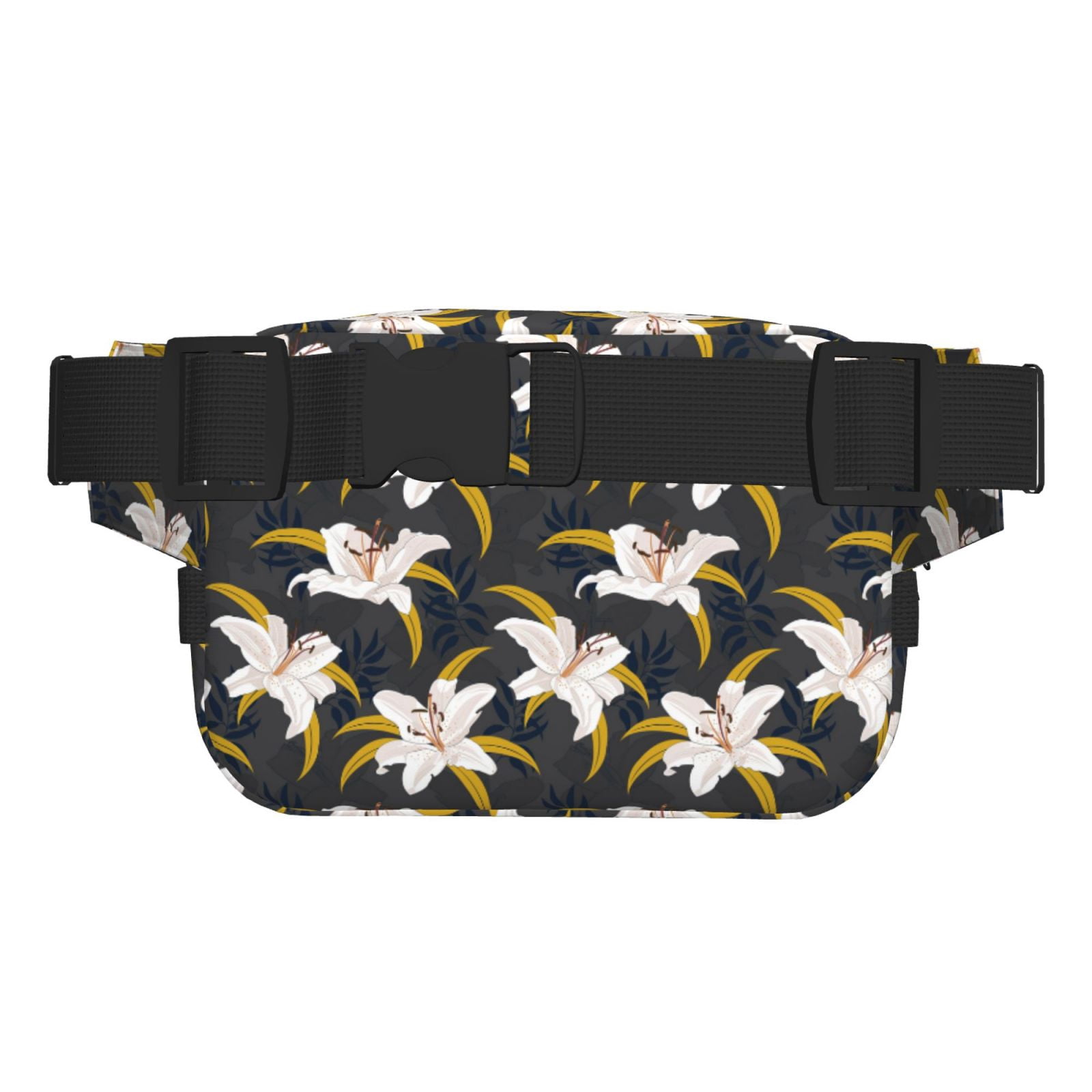 Picia Lilies Flowers Print Square Double-Layer Waist Bag Mini Adjustable Waist Belt Bag Exercise Running Travel Hiking