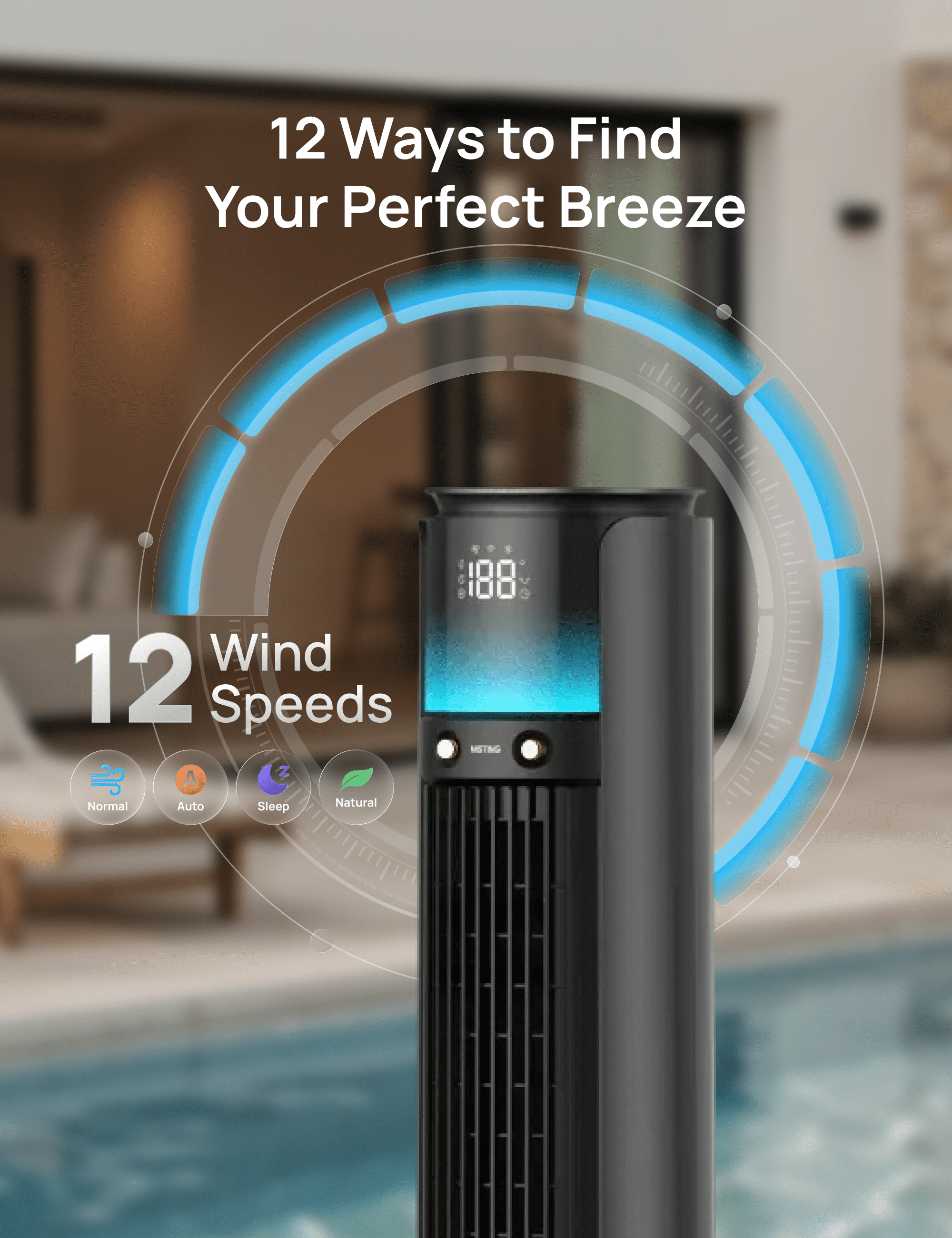 DREO TurboCool™ Outdoor Misting Fan 711AS Ultra-Quiet BLDC Motor Fan with 33 ft/s Hyperfast Airflow