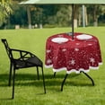 thumbnail image 7 of Coolnut 60" Christmas Snowflake Outdoor Round Tablecloth, Waterproof Stain-Resistant Non-Slip Circular Tablecloth with Umbrella Hole and Zipper for Tabletop Backyard Party BBQ Decor, 7 of 7
