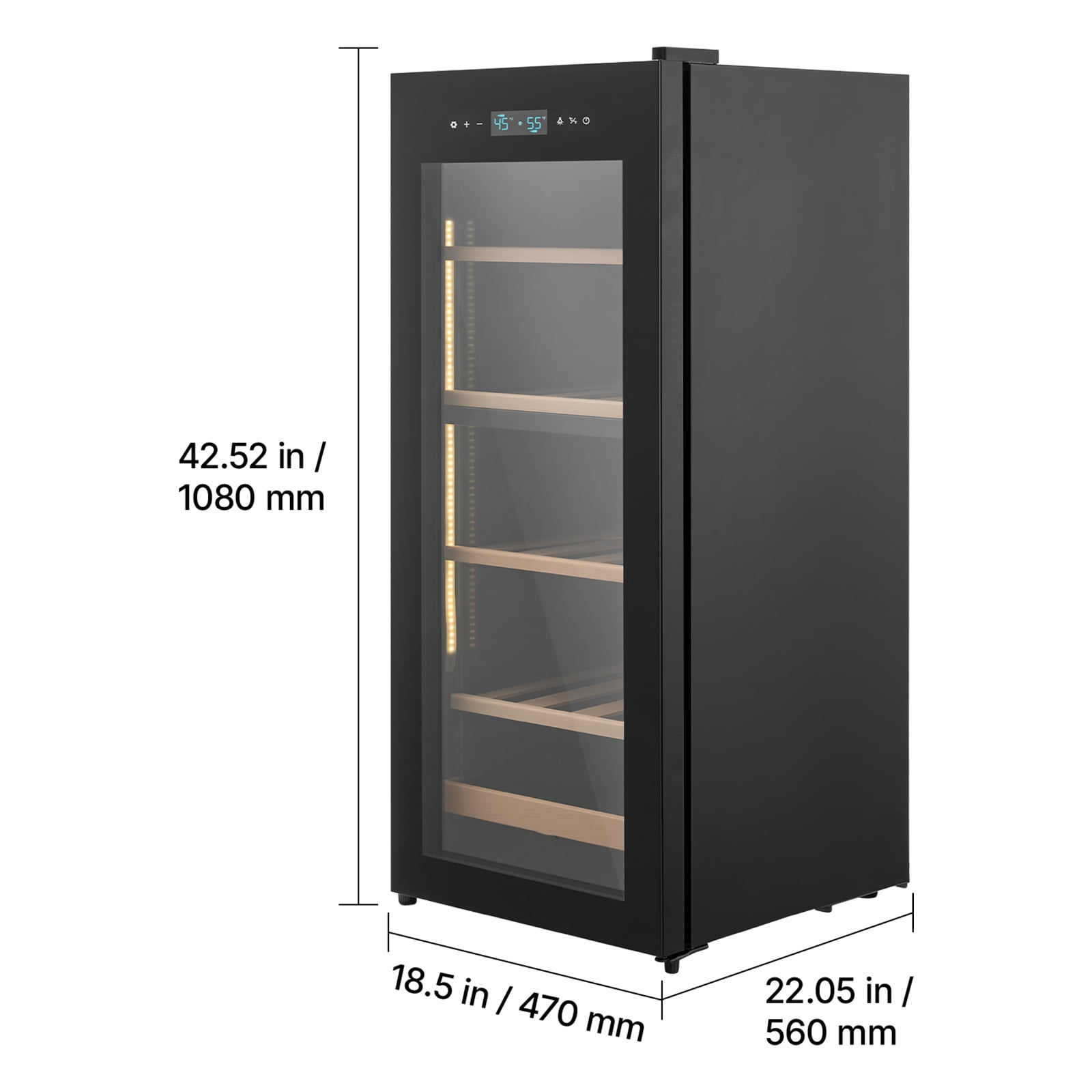 KFFKFF 32 Bottle Wine Fridge, Freestanding Wine Cooler with Dual Temperature Zones, Adjustable 41℉-65℉, Compact Refrigerator with Glass Door for Home, Office, Bar, Ideal for Red, White, Champagne