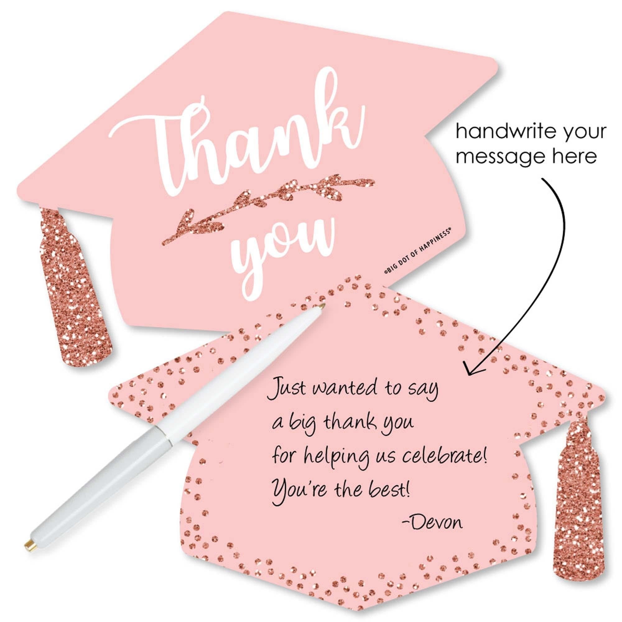 grad thank you cards Amazon.com : Hello Love Goods Graduation Thank You Cards Personalized with  Name, 5.5x4.25 Flat Thank You Note Cards with Envelopes (Navy Blue) :  Office Products main image 0