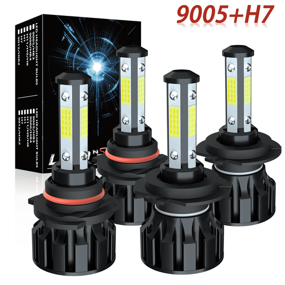 NSDXCT For Lincoln Town Car 2003-2011 Headlights 9005 LED High Beam H7 Low Beam Bulbs 4pc