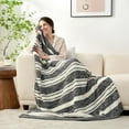 thumbnail image 3 of Queen Size Bed Blanket Stripe Black, Super Soft Warm Bedding Blankets Cozy Knit Fuzzy Plush Blankets for Bed, Living Room, Stripe Black, Queen 90"x90", 3 of 14