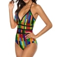 thumbnail image 4 of Color Block Swimsuit Gre Red Yellow One Piece Swimwear Push Up Aesthetic Bathing Suits Sexy Beach Graphic Swimsuits, 4 of 7