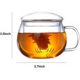 thumbnail image 2 of Taza de té de 12,5 oz con vaso y tapa, taza de té transparente de vidrio de borosilicato resistente al calor para té de hojas sueltas, té floreciente y bolsitas de té, ideal para los amantes, 2 of 5