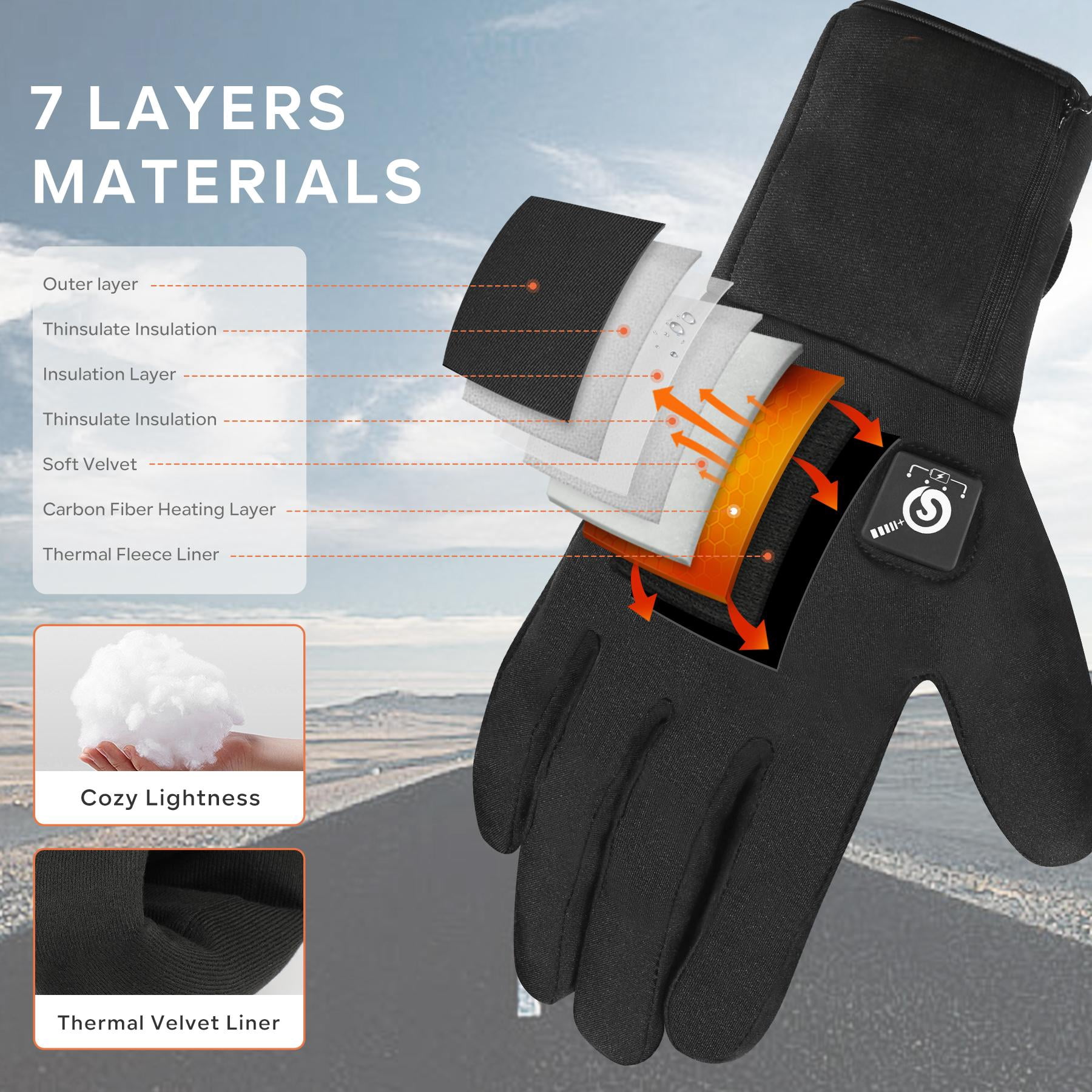 SNOW DEER Upgraded Heated Gloves Men Women,Ski Motorcycle Electric Battery Mittens Gloves