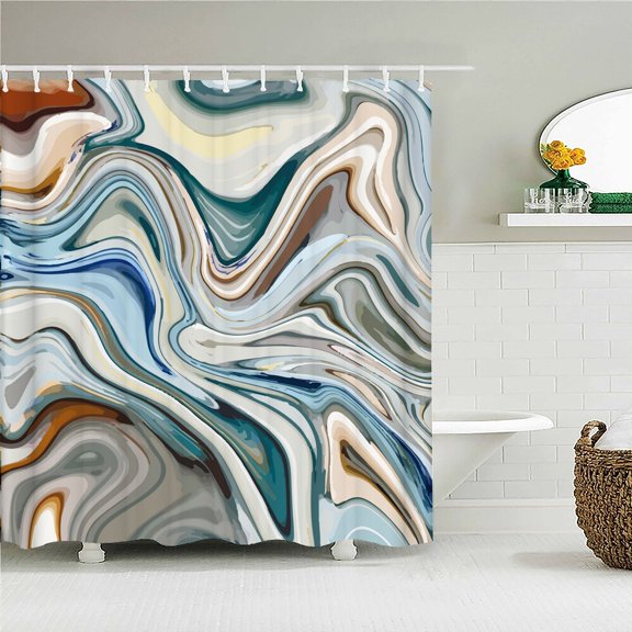 High Quality Colorful Abstract Geometric Printed Fabric Shower Curtains Waterproof Bathroom Decor with 12 Bathtub Curtain