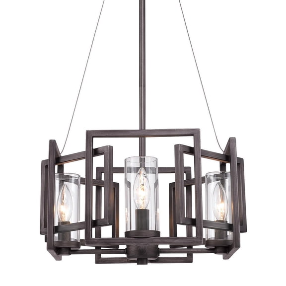 Golden Lighting Marco 4-Light Pendant in Gunmetal Bronze with Clear Glass