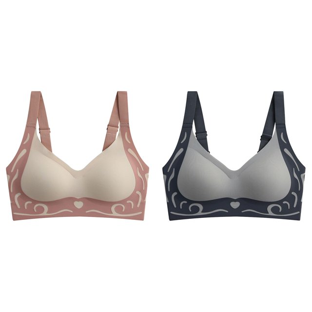 (2-Pack) Rinsvye Women's Comfortable and Compression Sports Bras for Women Transparent Shoulder Strap Cordless Lightweight Sports Bras for Women Backless Spongeless with Convertible Shoulder St