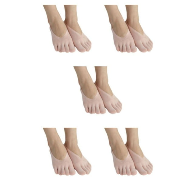 stanreset Polyester Low-Cut Liners Socks Women Adore Feet Happy All Day Long General Size Toe Socks Pink 5Set