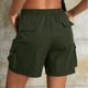 thumbnail image 3 of Pantalones Elásticos de Cintura para las Mujeres de Moda Casual Pantalones Cortos de Color Sólido con Cremallera de Bolsillo Dibujo Cómodo, 3 of 6