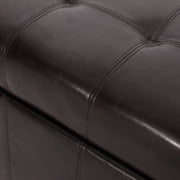 GDF Studio Lastoro Contemporary Tufted Storage Ottoman, Brown and Bonded Leather and Dark Brown