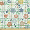thumbnail image 2 of Ambesonne Spring Fabric by the Yard Upholstery, Scandinavian Meadow Flowers, 5 Yards, White and Multicolor, 2 of 5
