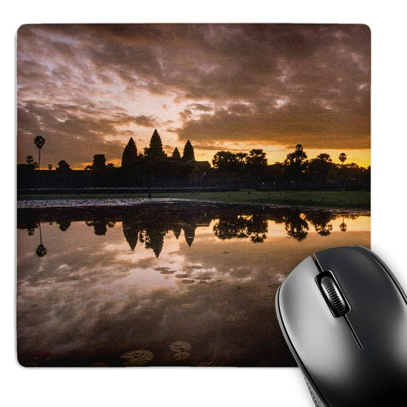 3dRose, Cambodia, Angkor wat, Siem Reap, Orange Sunrise at Angkor Wat, MousePad