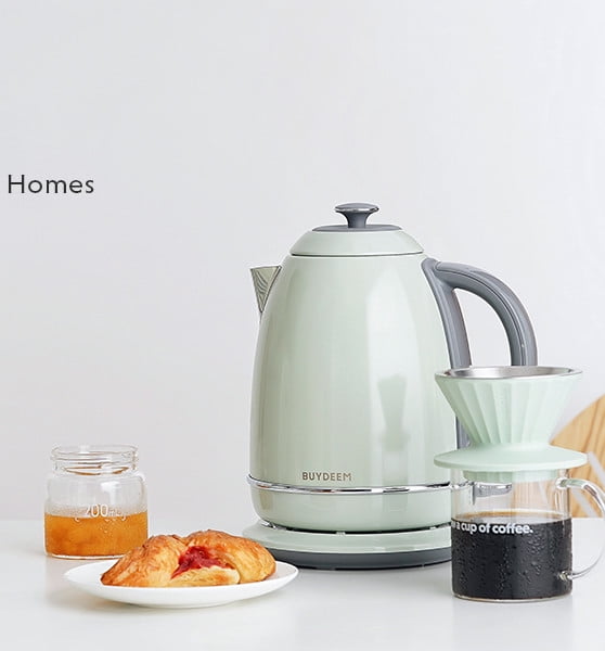 BUYDEEM K640 Stainless Steel Electric Tea Kettle with Auto Shut-off 1.7 L, 1440W (Cozy Greenish)