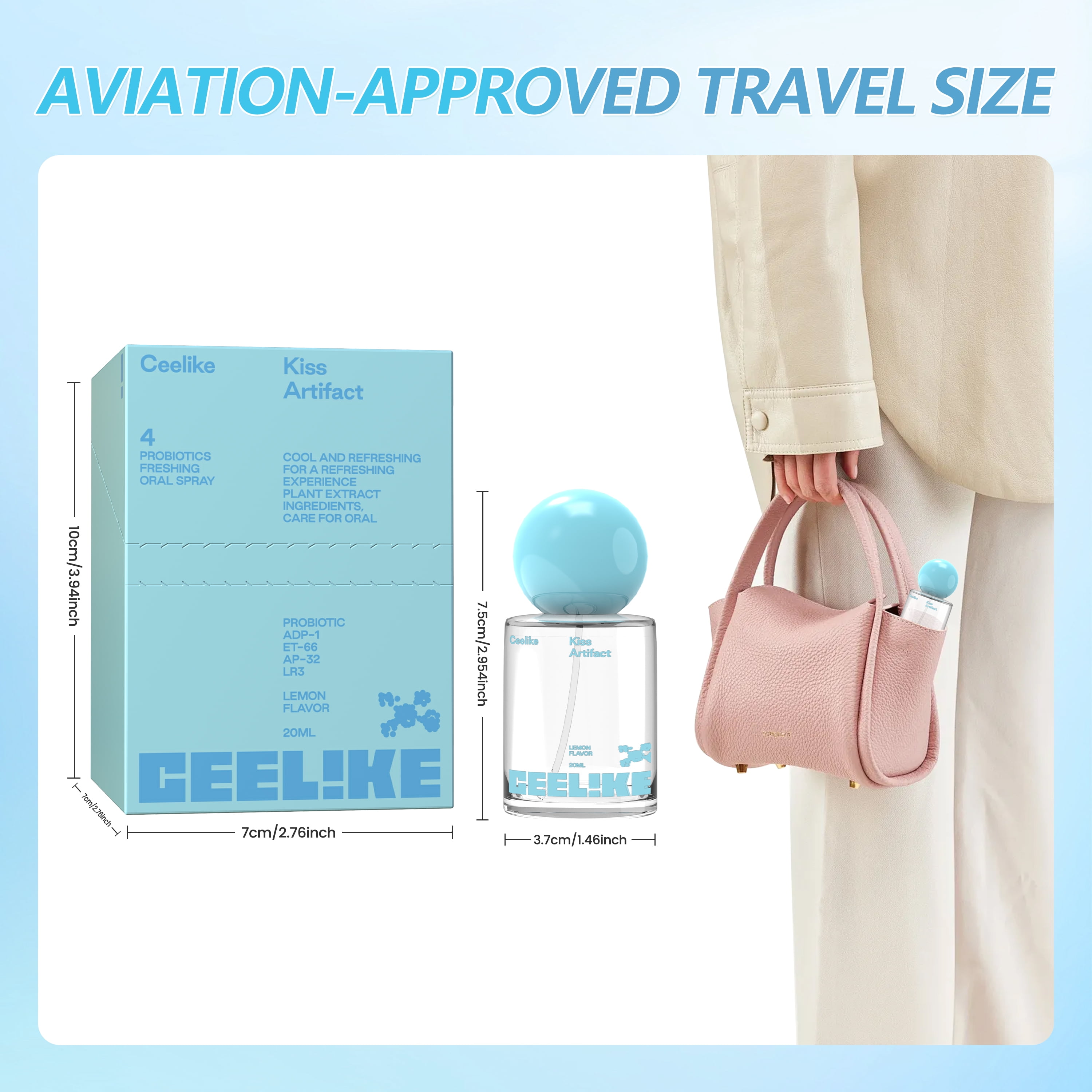 CEELIKE Oral Spray – Fresh Breath, Dual Cooling Experience & Convenient On-The-Go Design – Perfect for Freshening Breath Anywhere, Anytime (Lemon, 2 Count)