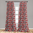 thumbnail image 2 of Poppy Window Curtains, Flowers Swirly Branches of Seasonal Foliage Repeated Design Retro Art, Lightweight Decor 2-Panel Set with Rod Pocket, Pair of - 28"x95", Warm Taupe and Dark Coral, by Ambesonne, 2 of 3