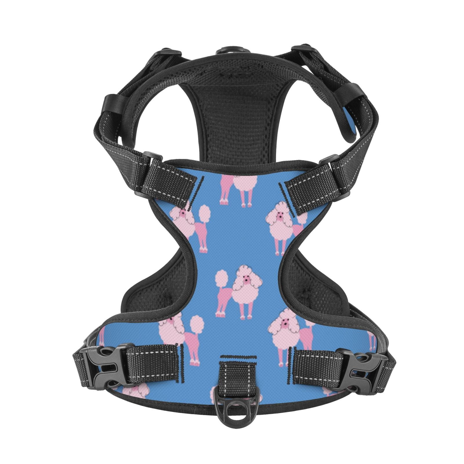 Kdxio Cute Poodle Dog Print No Pull Dog Harness Adjustable Reflective Oxford Easy Control Medium Large Dog Harness for Training and Everyday-Medium