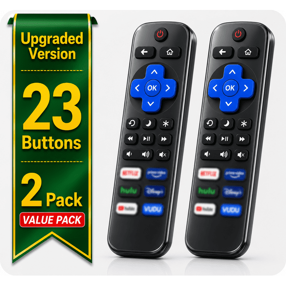 Ustris 2 pack Replacement Remote Control Compatible for Roku TV, TCL Roku/Hisense Roku/Onn Roku/Sharp Roku/Element Roku/Westinghouse Roku/Philips Roku Smart TVs (Not for Roku Stick and Box)