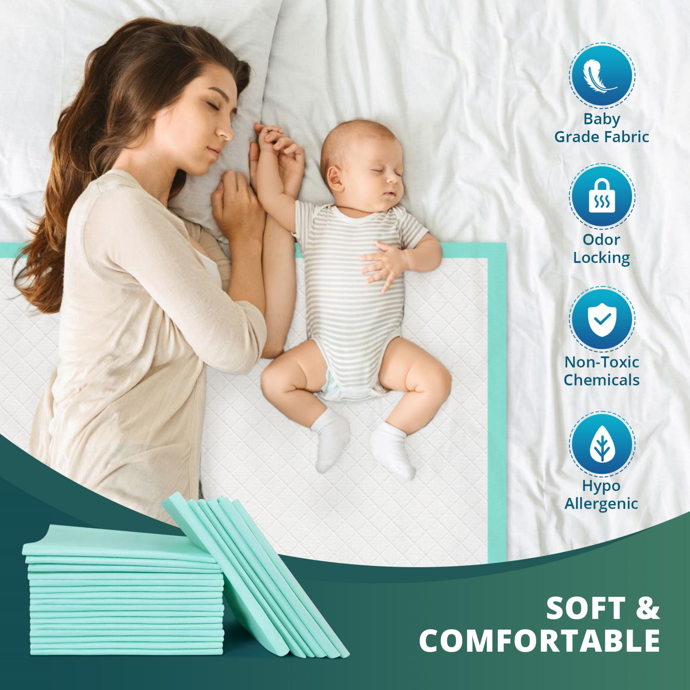 BOKYAN Bed Pads for Incontinence Disposable, 30 x 36 Waterproof Underpads, Maximum Absorbent Unisex Chucks Pad, Bed Liners Chux for Adults, Kids and Pets, XL (50 Count)
