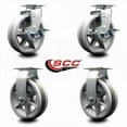 thumbnail image 2 of 6 Inch V-Groove Semi Steel Caster Set with Roller Bearings 2 Brakes 2 Rigid SCC, 2 of 2