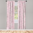 thumbnail image 2 of Ambesonne Spring 4-Panel Curtains, Romantic Doodle Flowers Art, 56"x95", Pink Ivory, 2 of 4