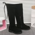 thumbnail image 4 of WREESH Girls' Suede Knee-High Boots with Zip-Up: New Fall/Winter Mid Size High Top Princess Over-Knee Cotton Boots Black, 4 of 9