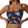 thumbnail image 2 of Picia Cartoon Dinosaur Sports Bra for Women,Padded Strappy Sports Bras Medium Support Yoga Bra with Removable Cups,Running Yoga Bra-X-Large, 2 of 9