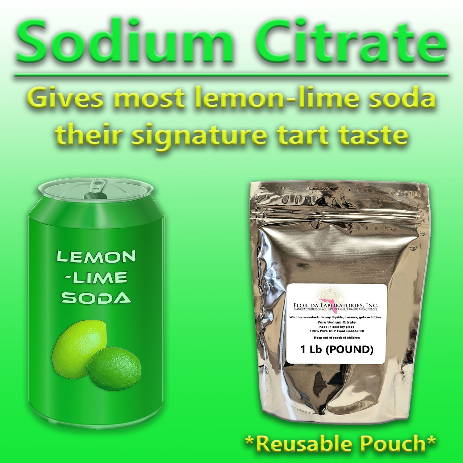 Sodium Citrate, 1Lb (Pound), TriSodium Citrate, Dihydrate, USP/FCC Food Grade