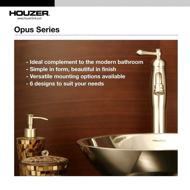 Houzer CRTO-1620-5 16 in. Opus Drop-in Round Bowl Bathroom Sink with Overflow Drain Assembly, Stainless Steel - Pack of 5