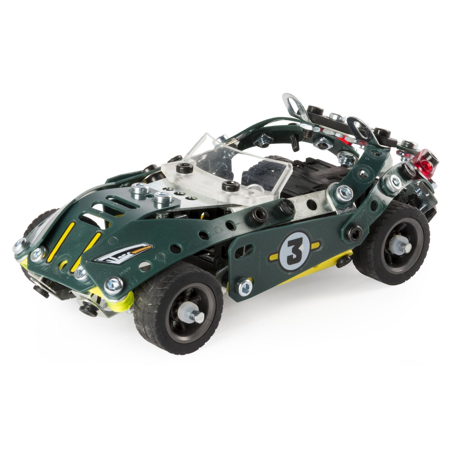 Meccano by Erector 5 in 1 Roadster Pull Back Car Building Kit, Stem Engineering Education Toy for Ages 8 And up