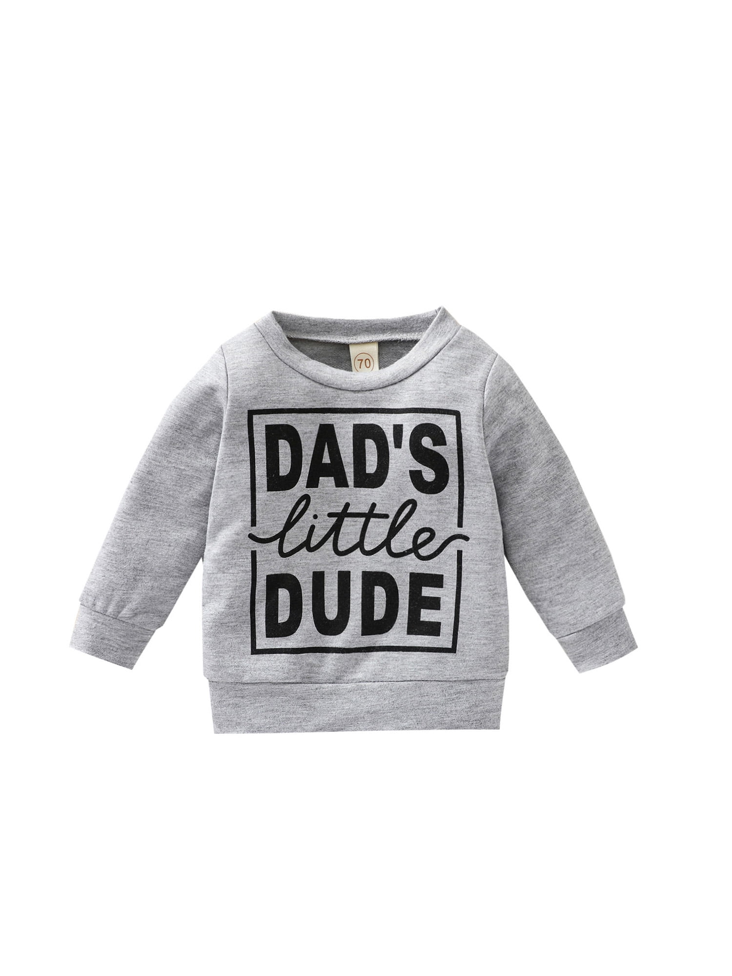 Newborn Infant Baby Boys Pullover Dad's Little Dude Sweatshirt Long Sleeve Casual Sweater Fall Clothes